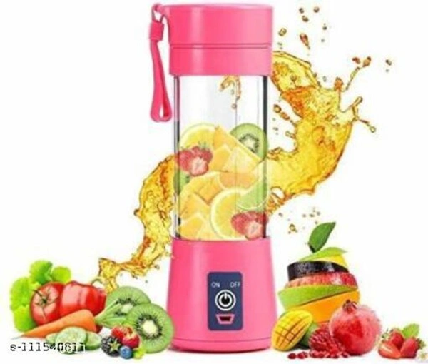 Mini Blender Fruit Mixer Machine Portable Electric Juicer grinder Cup 380ML Personal Blender Smoothie Maker USB Rechargeable Fruit Juice Extractor and Mixer for Home Office Outdoor - Free Size, Pink