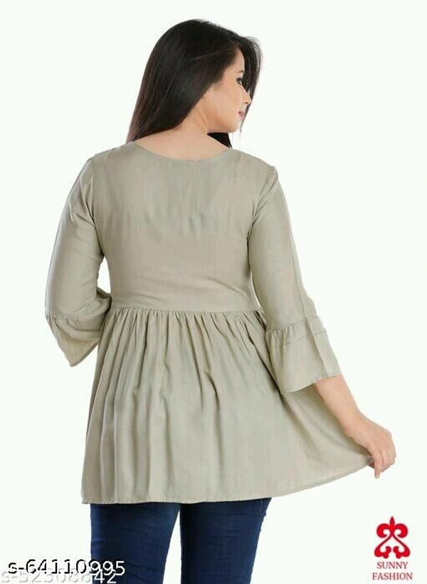 Krishnam Fashion Embroidered 3/4 Sleeves  Tunic/Top  for Women - Creamy, XL