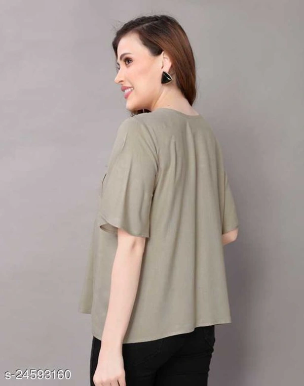 Women solid rayon fabric with embroider in yoke trending top - Creamy, M
