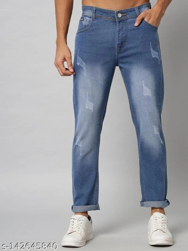 DAKWINS Men's Denim Distressed Washed Dark Blue Jeans - Blue, 32