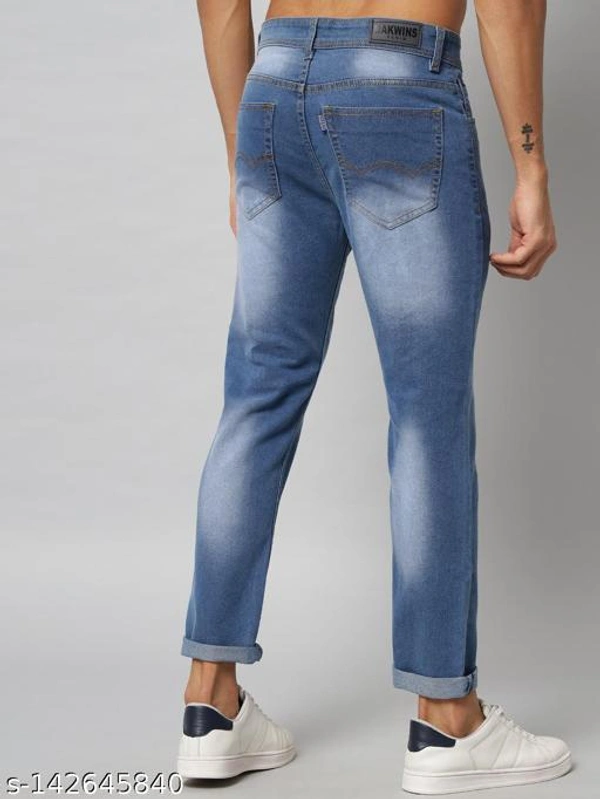 DAKWINS Men's Denim Distressed Washed Dark Blue Jeans - Blue, 32