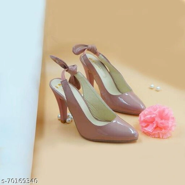White Textured Slingback Heel For Women  - Pink, IND-3