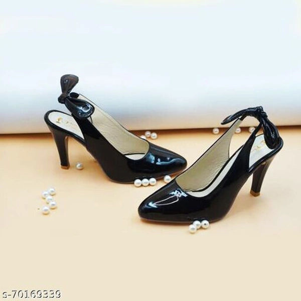 White Textured Slingback Heel For Women  - Black, IND-3