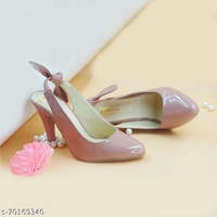 White Textured Slingback Heel For Women  - Pink, IND-4