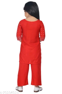 kids Kurta Sets - Red, 3-4 Years