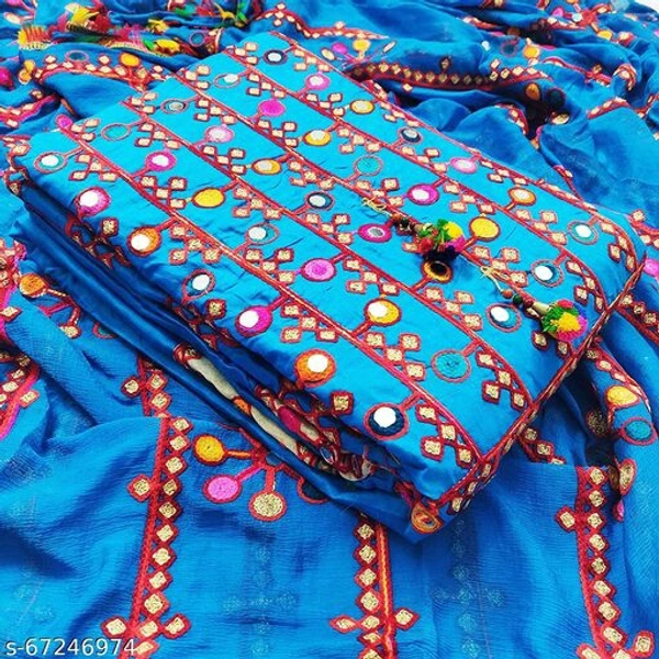 AAHIRA Women Glace Cotton Un-stiched Salwar suit Dress Material - blue, Un Stitched
