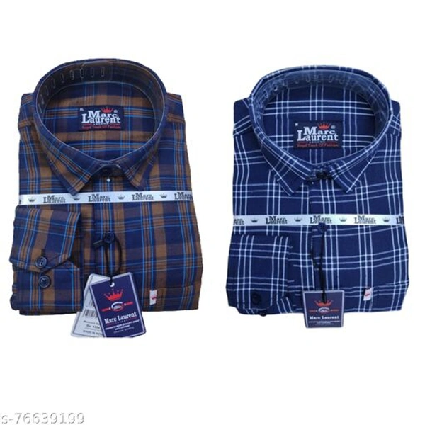 Combo Cotton check shirt for Men, Single pocket, Full sleeves (Pack of 2) - Blue, XL