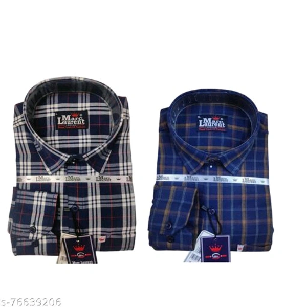 Combo Cotton check shirt for Men, Single pocket, Full sleeves (Pack of 2) - Black, XXL