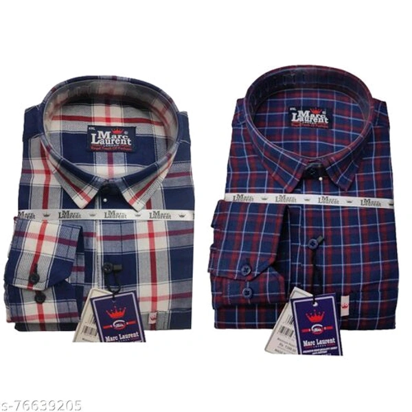 Combo Cotton check shirt for Men, Single pocket, Full sleeves (Pack of 2) - Brown, M