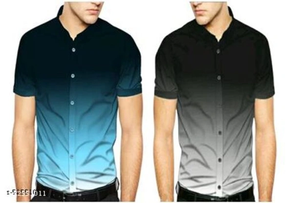 Stylish Designer Men Shirts - Blue Black, L