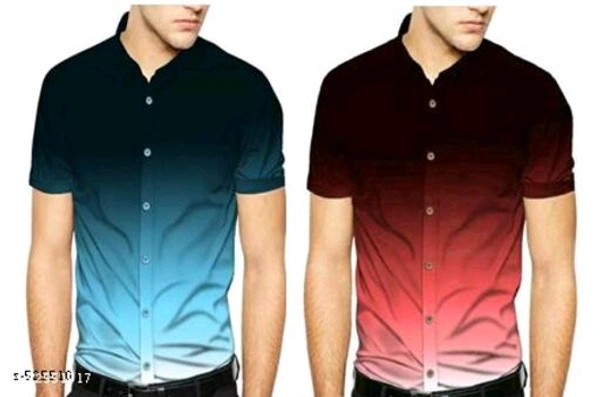 Stylish Designer Men Shirts - Blue Red, M