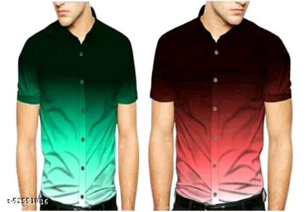 Classy Partywear Men Shirts - Green Red, M