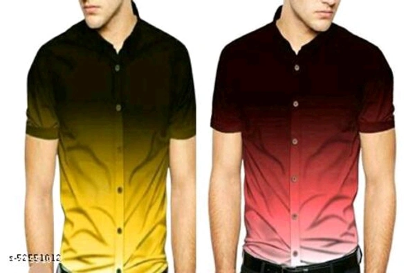 Classy Partywear Men Shirts - Yellow Red, XXL