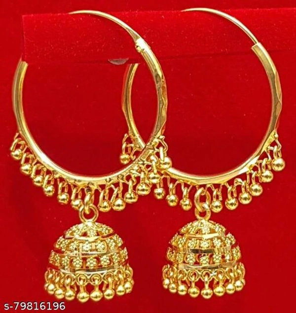 Traditional Jewellery Real Gold plated Ethnic Brass Stylish Indian Ghungroo Screw Back Studs Meenakari temple Ruby Jhumki Jhumkas Jhumka Earrings Set For Women and girls. - Free Size