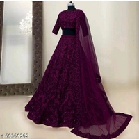 woman's Lengha choli set with beautifull design - Semi Stitched, Byzantine