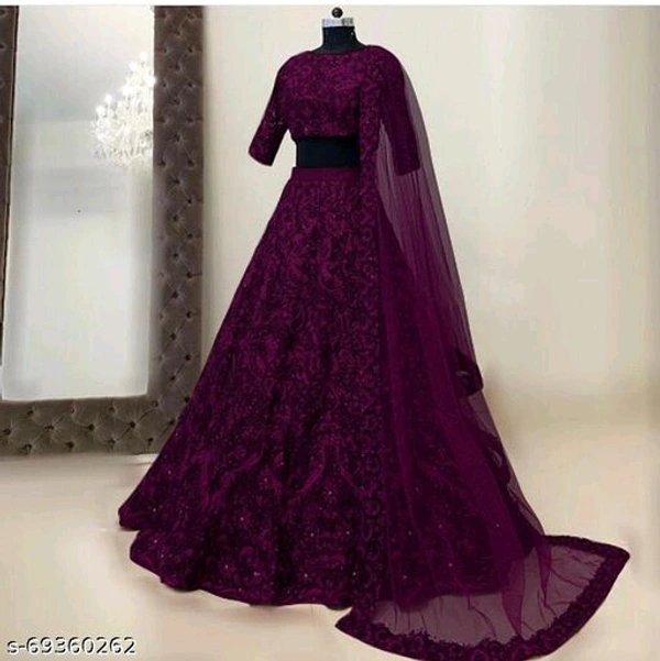 woman's Lengha choli set with beautifull design - Semi Stitched, Byzantine