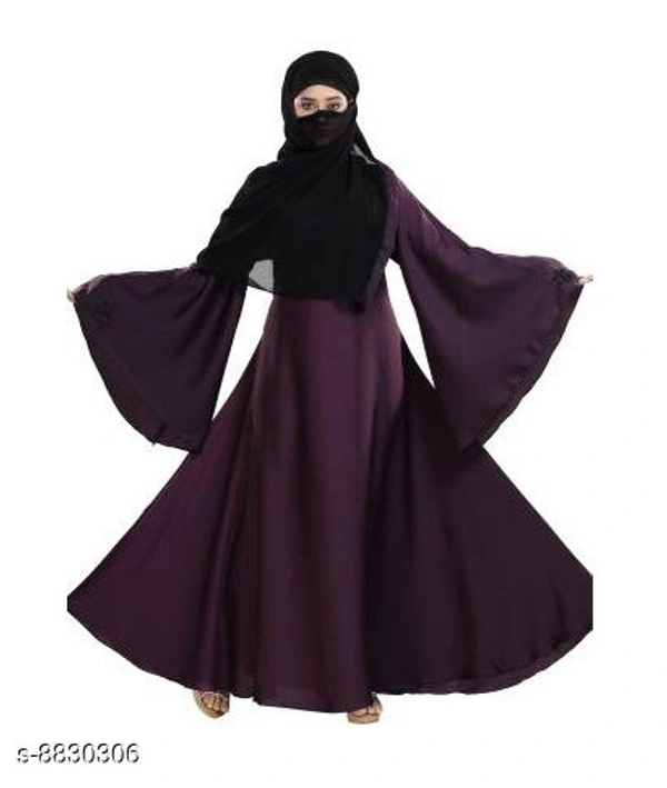 Tucute® Women's Ready to Wear-Instant Chiffon Abaya Burkha with Waist Belt/Scarf Hijab - Wine, Free Size