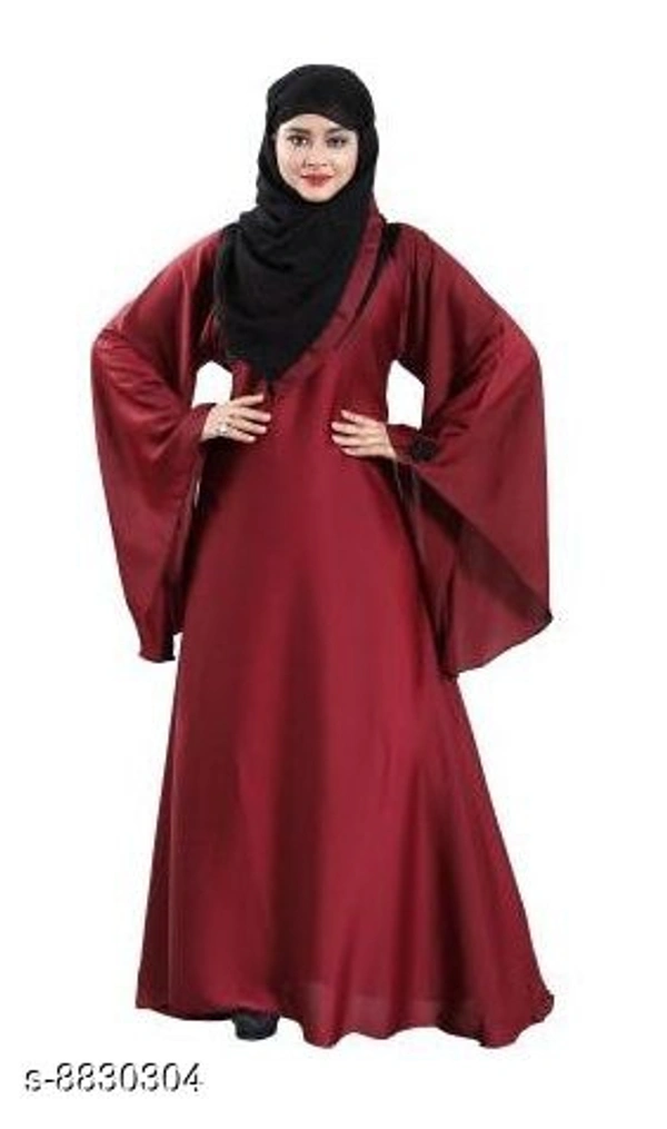 Tucute® Women's Ready to Wear-Instant Chiffon Abaya Burkha with Waist Belt/Scarf Hijab - Marron, Free Size