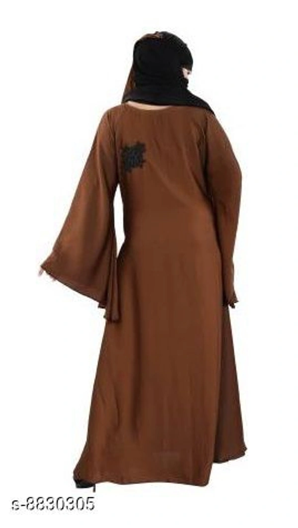 Tucute® Women's Ready to Wear-Instant Chiffon Abaya Burkha with Waist Belt/Scarf Hijab - Brown, Free Size
