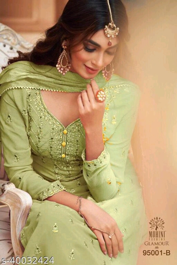 Shafnufab Designer Party Anarkali Salwar Suit - Semi Stitched, Lime
