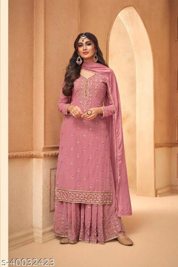 Shafnufab Designer Party Anarkali Salwar Suit - Semi Stitched, Taffy