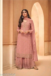 Shafnufab Designer Party Anarkali Salwar Suit - Semi Stitched, Saimon