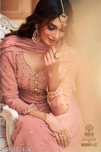 Shafnufab Designer Party Anarkali Salwar Suit - Semi Stitched, Saimon