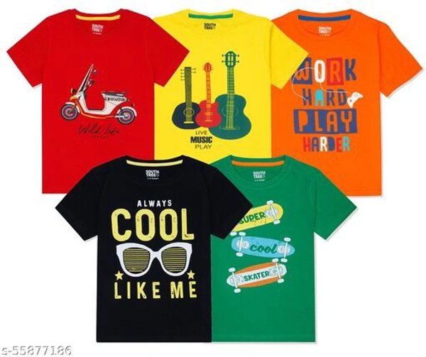 Boys Multicolor Cotton Tshirts & Polos Pack Of - MultiColour, 6-7 Years