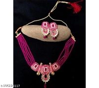 kundan jewellery set - Free Size, Pink