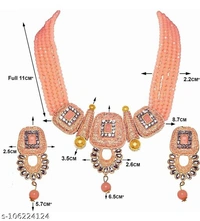 kundan jewellery set - Free Size, Light Orenge