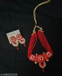 kundan jewellery set - Free Size, Red