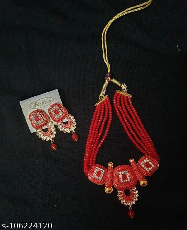 kundan jewellery set - Free Size, Red