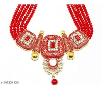 kundan jewellery set - Free Size, Red