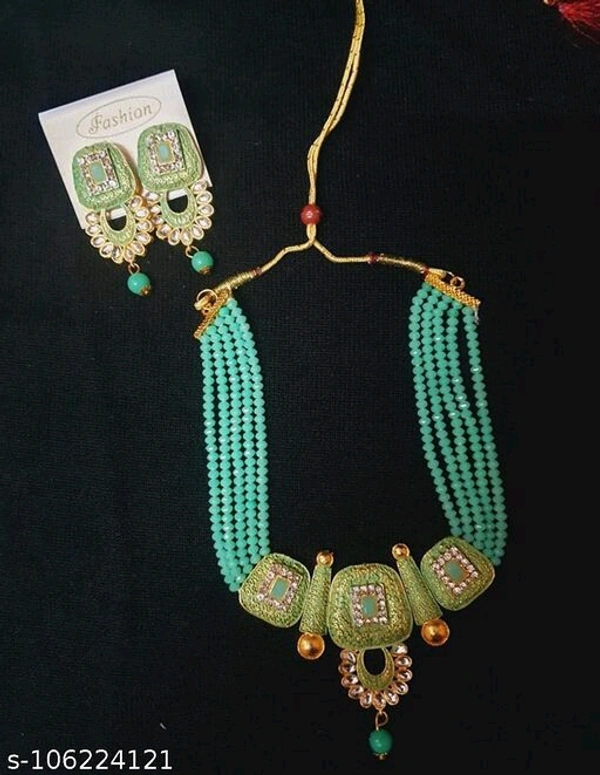 kundan jewellery set - Free Size, peacock Green