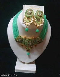 kundan jewellery set - Free Size, peacock Green
