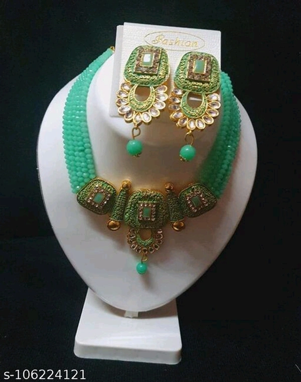 kundan jewellery set - Free Size, peacock Green
