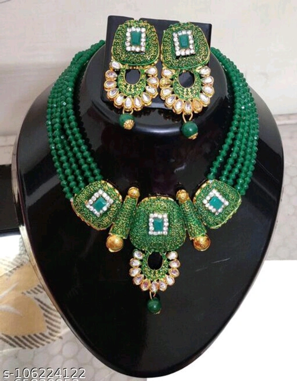 kundan jewellery set - Free Size, Dark Green