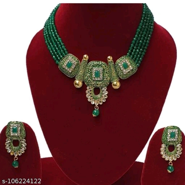 kundan jewellery set - Free Size, Dark Green