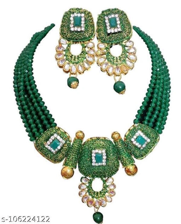 kundan jewellery set - Free Size, Dark Green