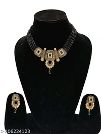 kundan jewellery set - Free Size, Black