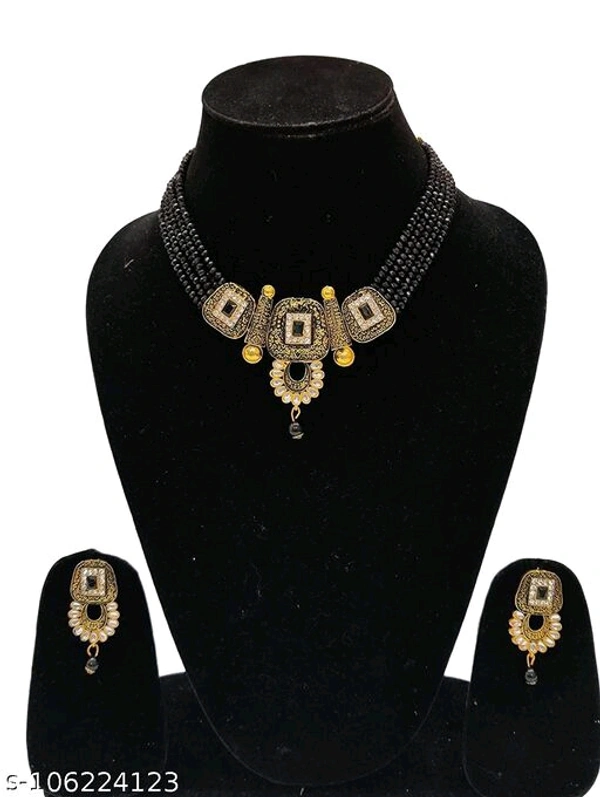 kundan jewellery set - Free Size, Black