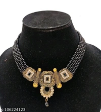 kundan jewellery set - Free Size, Black