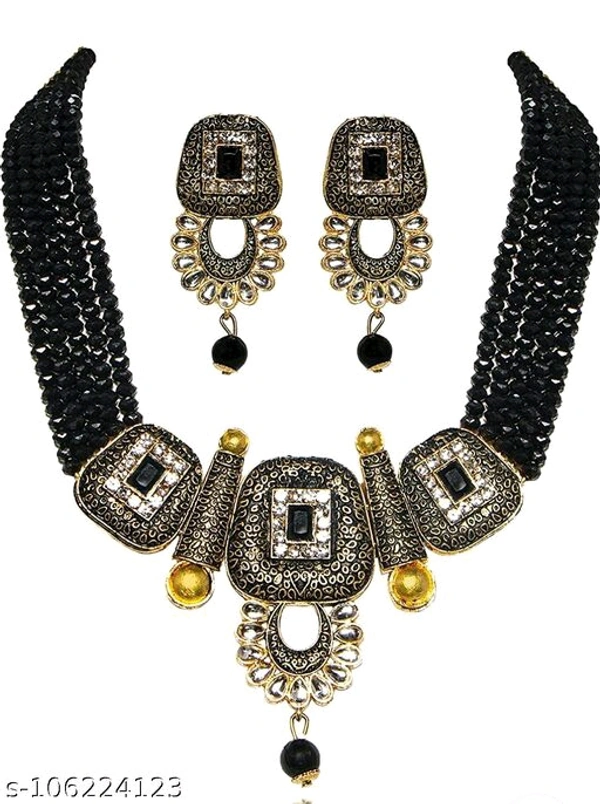 kundan jewellery set - Free Size, Black