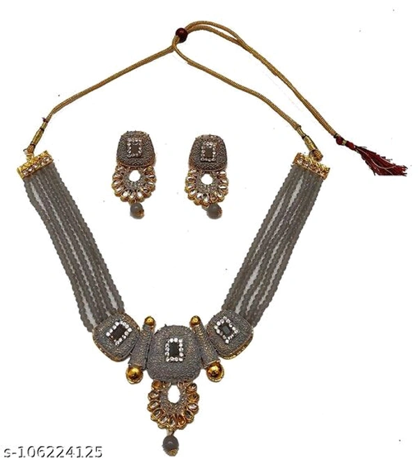 kundan jewellery set - Free Size, Grey