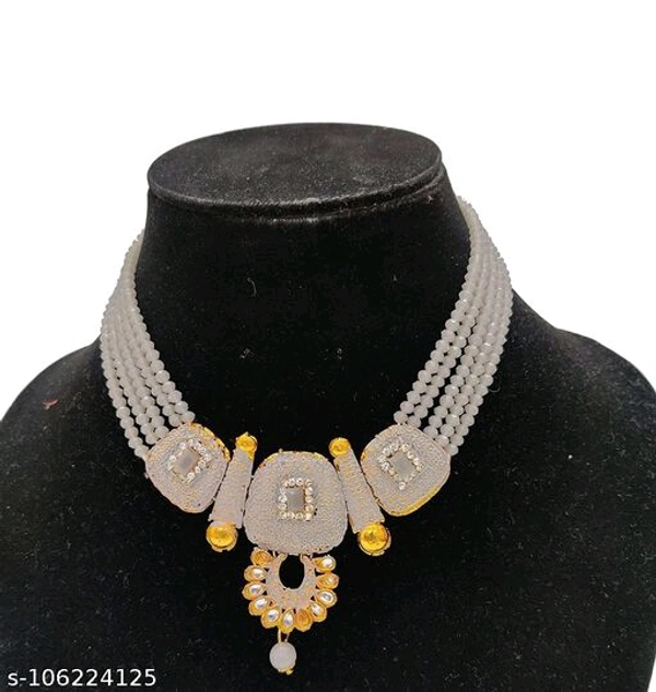 kundan jewellery set - Free Size, Grey