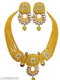 kundan jewellery set - Free Size, Yellow