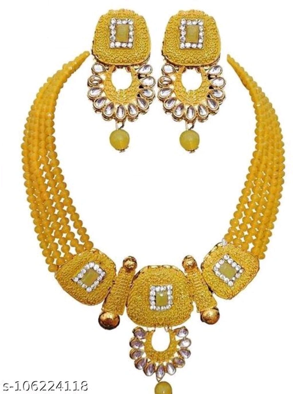 kundan jewellery set - Free Size, Yellow