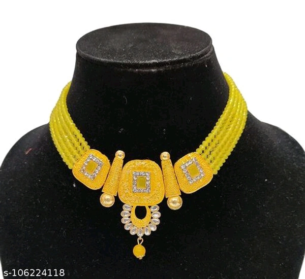 kundan jewellery set - Free Size, Yellow
