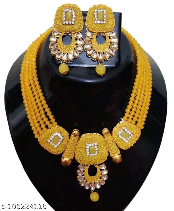 kundan jewellery set - Free Size, Yellow