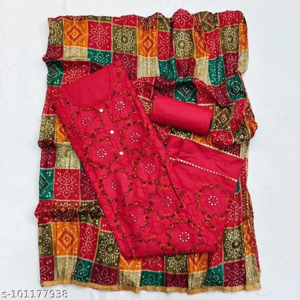 PC Cotton Exclusive Dress Material Suit  For Women  - Red, Un Stitched
